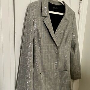 Zara Plaid Blazer Dress with Clear Sequins